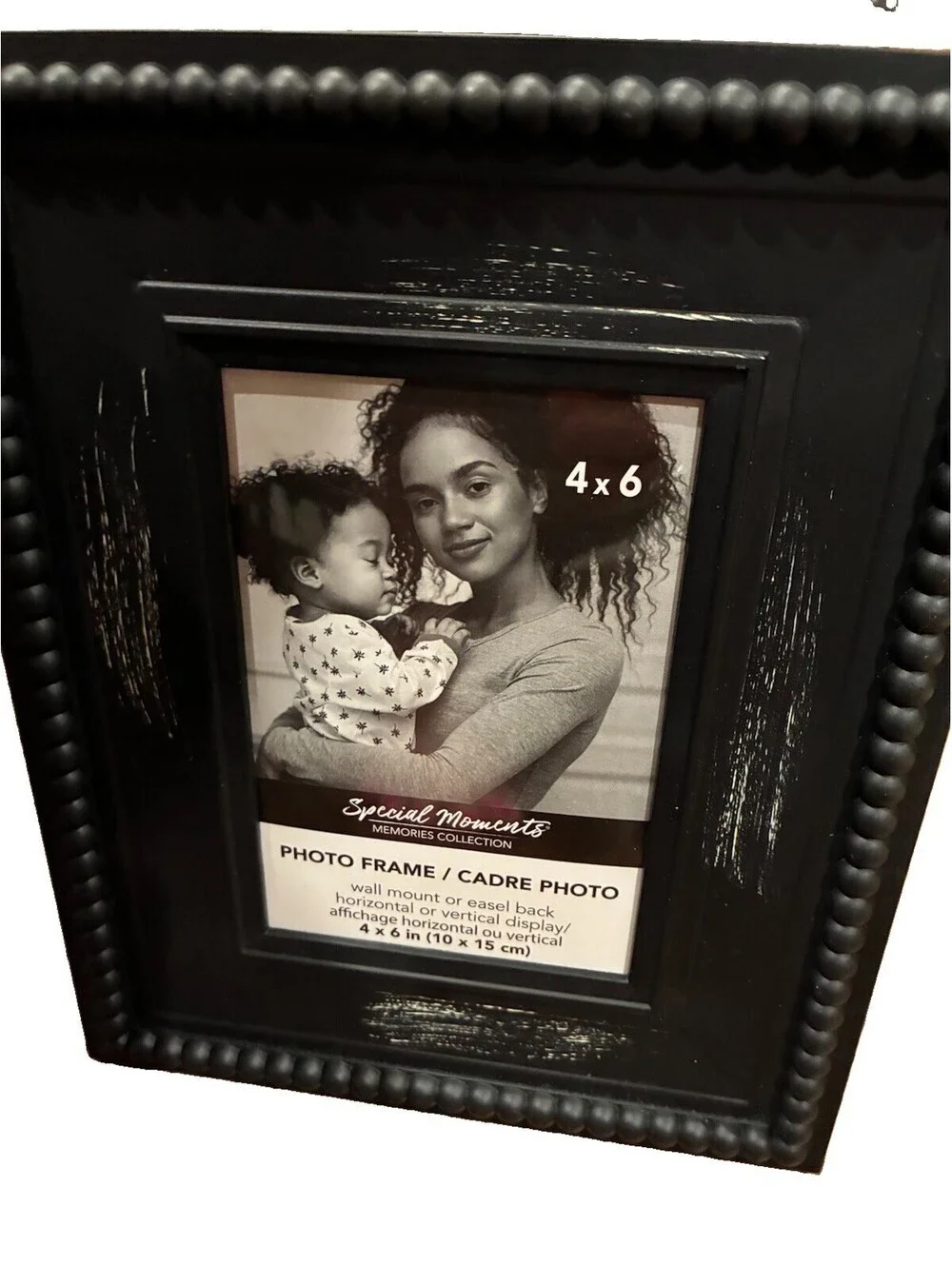 Special Moments Black Beaded Plastic Photo Frame 4x6 Rustic Farmhouse Distressed